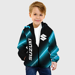 Куртка с капюшоном детская Suzuki неоновые лампы, цвет: 3D-черный — фото 2