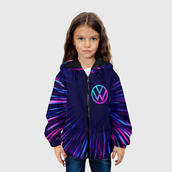 Куртка с капюшоном детская Volkswagen neon speed lines, цвет: 3D-черный — фото 2