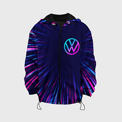 Куртка с капюшоном детская Volkswagen neon speed lines, цвет: 3D-черный
