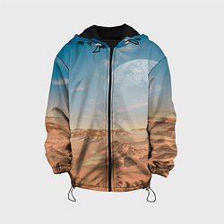 Куртка с капюшоном детская Пустынная планета и спутник, цвет: 3D-черный