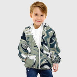 Куртка с капюшоном детская Абстракция оливковый, цвет: 3D-белый — фото 2