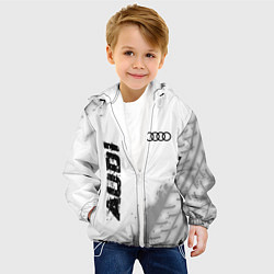 Куртка с капюшоном детская Audi speed на светлом фоне со следами шин: надпись, цвет: 3D-белый — фото 2