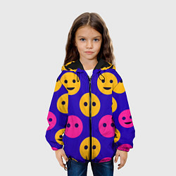 Куртка с капюшоном детская Паттерн смайлики, цвет: 3D-черный — фото 2