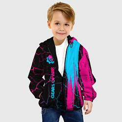 Куртка с капюшоном детская Gears of War - neon gradient: по-вертикали, цвет: 3D-черный — фото 2