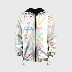 Куртка с капюшоном детская Color hearts, цвет: 3D-черный