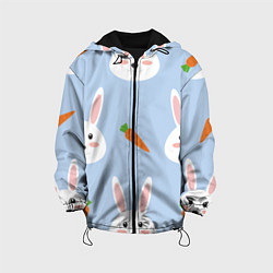 Куртка с капюшоном детская Зайчики и морковки, цвет: 3D-черный