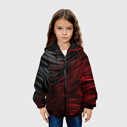 Куртка с капюшоном детская Темно-красная текстура, цвет: 3D-черный — фото 2