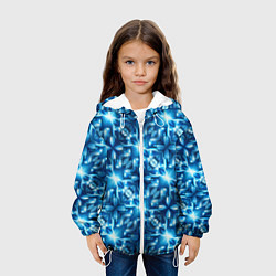 Куртка с капюшоном детская Светящиеся голубые цветы, цвет: 3D-белый — фото 2
