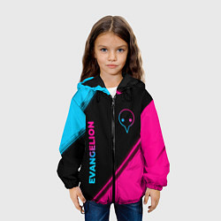 Куртка с капюшоном детская Evangelion - neon gradient: надпись, символ, цвет: 3D-черный — фото 2