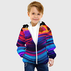 Куртка с капюшоном детская Яркие неоновые волны, цвет: 3D-белый — фото 2