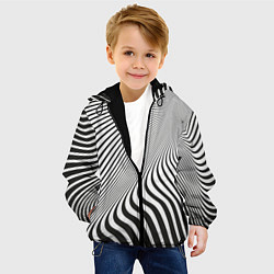 Куртка с капюшоном детская Иллюзорные линии, цвет: 3D-черный — фото 2