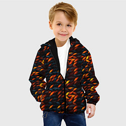 Куртка с капюшоном детская Black orange texture, цвет: 3D-черный — фото 2