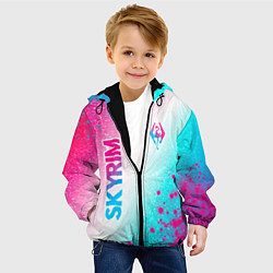 Куртка с капюшоном детская Skyrim neon gradient style: надпись, символ, цвет: 3D-черный — фото 2
