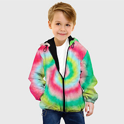 Куртка с капюшоном детская Тай дай клубничный, цвет: 3D-черный — фото 2