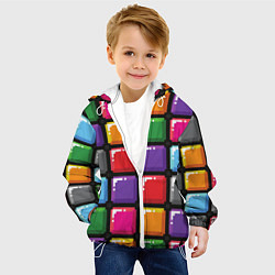 Куртка с капюшоном детская Пиксельные кубики, цвет: 3D-белый — фото 2
