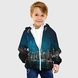 Куртка с капюшоном детская Большой город в звездах, цвет: 3D-белый — фото 2