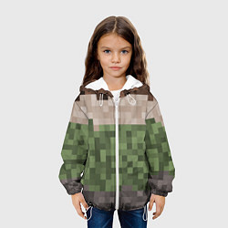 Куртка с капюшоном детская Пиксельная текстура, цвет: 3D-белый — фото 2