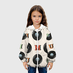 Куртка с капюшоном детская Виниловое ретро, цвет: 3D-белый — фото 2