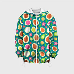 Детская куртка Текстура авокадо и цветы