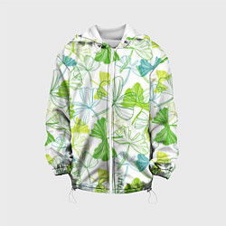 Куртка с капюшоном детская Зеленая листва, цвет: 3D-белый