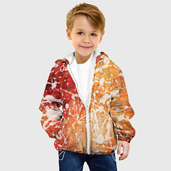 Куртка с капюшоном детская Текстура - White on orange, цвет: 3D-белый — фото 2