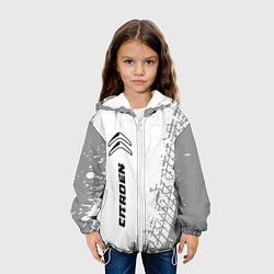 Куртка с капюшоном детская Citroen speed на светлом фоне со следами шин: по-в, цвет: 3D-белый — фото 2
