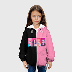 Куртка с капюшоном детская Группа Black pink на черно-розовом фоне, цвет: 3D-белый — фото 2