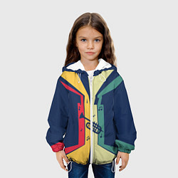 Куртка с капюшоном детская Труба в разноцветных полосах Jazz music, цвет: 3D-белый — фото 2