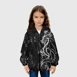 Куртка с капюшоном детская White dragon - grunge, цвет: 3D-черный — фото 2