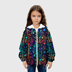 Куртка с капюшоном детская Флуоресцентные Цветы, цвет: 3D-белый — фото 2