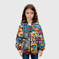 Куртка с капюшоном детская Стрит арт, цвет: 3D-черный — фото 2