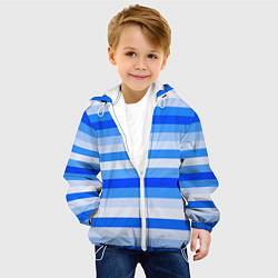 Куртка с капюшоном детская Полосатый голубой, цвет: 3D-белый — фото 2