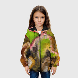 Куртка с капюшоном детская Green brown pattern, цвет: 3D-черный — фото 2