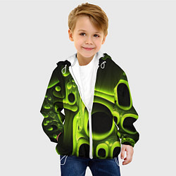Куртка с капюшоном детская Зеленая кислотная абстракция, цвет: 3D-белый — фото 2