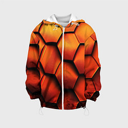 Куртка с капюшоном детская Объемные оранжевые плиты, цвет: 3D-белый