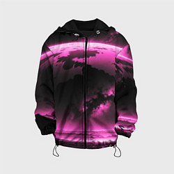 Куртка с капюшоном детская Сай фай пейзаж в черно розовых тонах, цвет: 3D-черный