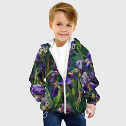 Куртка с капюшоном детская Ирисы паттерн, цвет: 3D-белый — фото 2