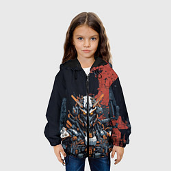 Куртка с капюшоном детская Боевой мех, цвет: 3D-черный — фото 2