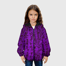 Куртка с капюшоном детская Неоновый дракон - иероглифы, цвет: 3D-черный — фото 2