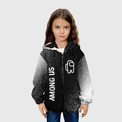 Куртка с капюшоном детская Among Us glitch на темном фоне: надпись, символ, цвет: 3D-черный — фото 2