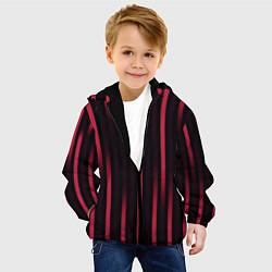 Куртка с капюшоном детская Полосы градиент розовый, цвет: 3D-черный — фото 2