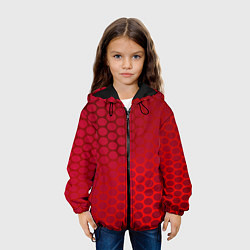 Куртка с капюшоном детская Сотовый красный градиент, цвет: 3D-черный — фото 2