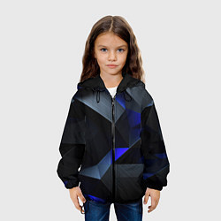 Куртка с капюшоном детская Black blue abstract, цвет: 3D-черный — фото 2