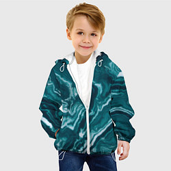 Куртка с капюшоном детская Текстура зелёного малахита, цвет: 3D-белый — фото 2