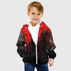 Куртка с капюшоном детская Красная краска на черном фоне, цвет: 3D-белый — фото 2
