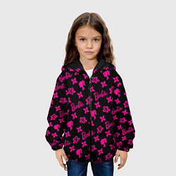 Куртка с капюшоном детская Барби паттерн черно-розовый, цвет: 3D-черный — фото 2