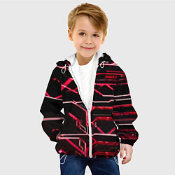 Куртка с капюшоном детская Неоновые линии красные, цвет: 3D-белый — фото 2