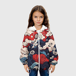Куртка с капюшоном детская Узоры в Японском стиле, цвет: 3D-белый — фото 2
