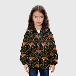 Куртка с капюшоном детская Лисы и цветы, цвет: 3D-черный — фото 2