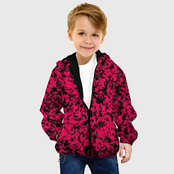 Куртка с капюшоном детская Ярко-розовый пятнистый, цвет: 3D-черный — фото 2